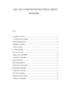 2025-2030中國體育俱樂部公私合作模式與政府資源對接策略