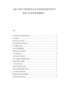 2025-2030中國遠程辦公行業(yè)市場全面研究及用戶需求與未來發(fā)展預測報告