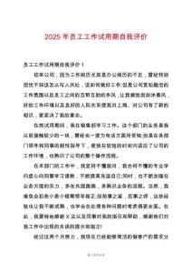 2025年員工工作試用期自我評價
