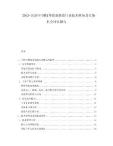 2025-2030中國特種設備制造行業技術壁壘及市場機會評估報告
