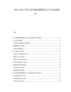 2025-2030中國(guó)自動(dòng)駕駛路測(cè)數(shù)據(jù)安全與法規(guī)適配性