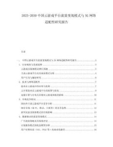 2025-2030中國云游戲平臺流量變現模式與5G網絡適配性研究報告