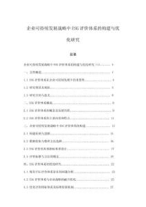 企業(yè)可持續(xù)發(fā)展戰(zhàn)略中ESG評(píng)價(jià)體系的構(gòu)建與優(yōu)化研究