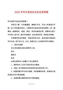 2025年學生宿舍安全的應急預案