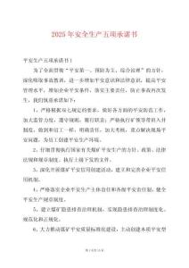 2025年安全生產(chǎn)五項承諾書