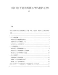 2025-2030半導體檢測設備國產替代進度與技術壁壘