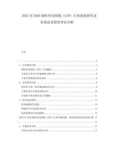 2025至2030圓柱形切割線（CCW）行業深度研究及發展前景投資評估分析