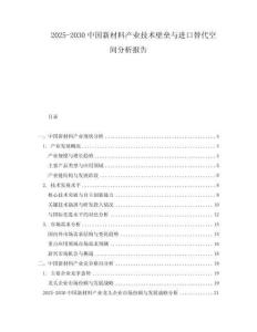 2025-2030中國(guó)新材料產(chǎn)業(yè)技術(shù)壁壘與進(jìn)口替代空間分析報(bào)告