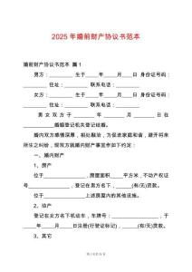 2025年婚前財(cái)產(chǎn)協(xié)議書范本