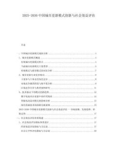 2025-2030中國城市更新模式創新與社會效益評估