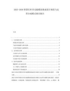 2025-2030智慧燈桿多功能模塊集成設(shè)計規(guī)范與運營分成模式探討報告