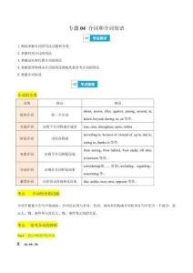 高中英語(yǔ)學(xué)與練專(zhuān)題04 介詞和介詞短語(yǔ)（原卷版）