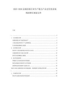 2025-2030金屬冶煉行業(yè)生產能力產品交付需求端利潤增長規(guī)劃文件