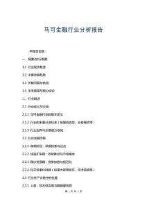 馬可金融行業(yè)分析報告