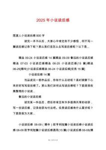 2025年小說讀后感