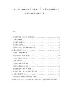 2025至2030納米晶纖維素（NCC）行業深度研究及發展前景投資評估分析