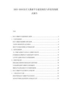 2025-2030醫療大數據平臺建設規范與價值變現模式報告