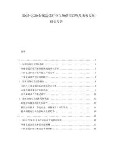 2025-2030金屬冶煉行業市場供需趨勢及未來發展研究報告