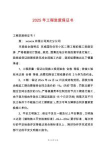 2025年工程進(jìn)度保證書
