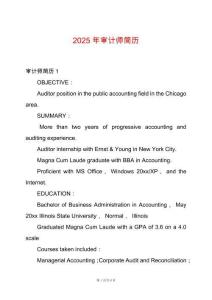 2025年審計(jì)師簡(jiǎn)歷