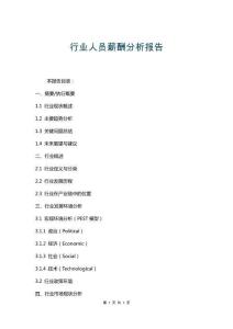 行業人員薪酬分析報告