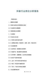 抖音行業(yè)崗位分析報告