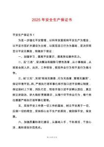 2025年安全生產保證書
