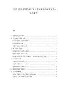 2025-2030中國包裝行業技術秘密保護制度完善與實踐案例