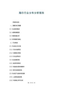 海爾行業(yè)分布分析報告