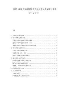 2025-2030躋加劑制造業(yè)市場(chǎng)分析品質(zhì)保障行業(yè)評(píng)估產(chǎn)品研究
