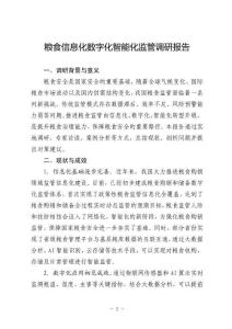 糧食信息化數(shù)字化智能化監(jiān)管調(diào)研報告