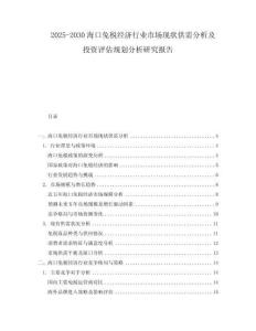 2025-2030海口免稅經濟行業市場現狀供需分析及投資評估規劃分析研究報告