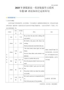 專題13 語法知識之定語從句(原卷版)