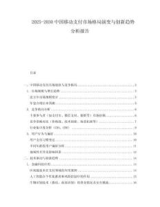 2025-2030中國(guó)移動(dòng)支付市場(chǎng)格局演變與創(chuàng)新趨勢(shì)分析報(bào)告