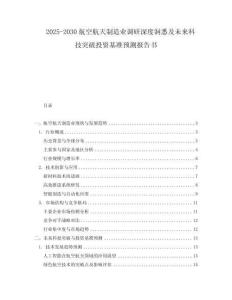 2025-2030航空航天制造業(yè)調(diào)研深度洞悉及未來科技突破投資基準預測報告書
