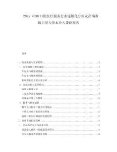 2025-2030口腔醫療服務行業連鎖化分析及高端市場拓展與資本介入策略報告
