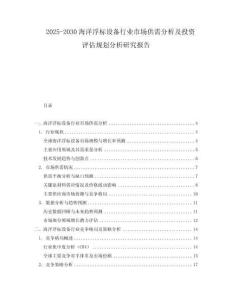 2025-2030海洋浮標(biāo)設(shè)備行業(yè)市場供需分析及投資評估規(guī)劃分析研究報告