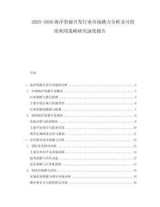 2025-2030海洋資源開(kāi)發(fā)行業(yè)市場(chǎng)潛力分析及可持續(xù)利用策略研究深度報(bào)告