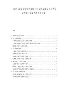 2025-2030航空航天制造核心部件精密加工工藝突破探索與競爭力增強企劃案