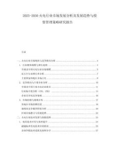 2025-2030火電行業(yè)市場發(fā)展分析及發(fā)展趨勢與投資管理策略研究報告