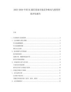 2025-2030中國5G通信設備市場競爭格局與投資價值評估報告