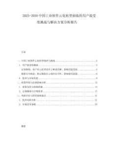 2025-2030中國工業(yè)軟件云化轉(zhuǎn)型面臨的用戶接受度挑戰(zhàn)與解決方案分析報告