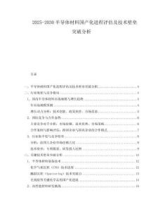 2025-2030半導體材料國產化進程評估及技術壁壘突破分析