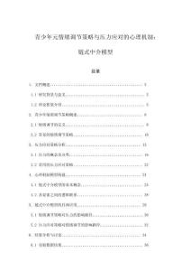 青少年元情緒調(diào)節(jié)策略與壓力應(yīng)對的心理機制：鏈式中介模型