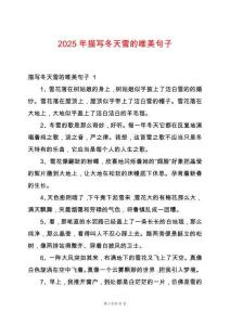 2025年描寫冬天雪的唯美句子