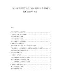 2025-2030環(huán)保節(jié)能汽車市場(chǎng)調(diào)研及消費(fèi)者偏好與技術(shù)交流合作規(guī)劃