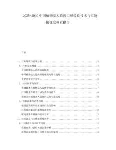 2025-2030中國(guó)植物基人造肉口感改良技術(shù)與市場(chǎng)接受度調(diào)查報(bào)告