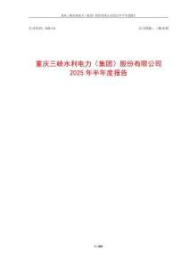 【上交所-2025研報】重慶三峽水利電力（集團）股份有限公司2025年半年度報告
