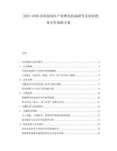 2025-2030高科技園區產業孵化機制研究及創業投資合作策略方案