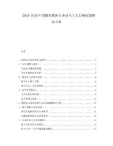 2025-2030中國齒輪機(jī)床行業(yè)技術(shù)工人短缺問題解決方案
